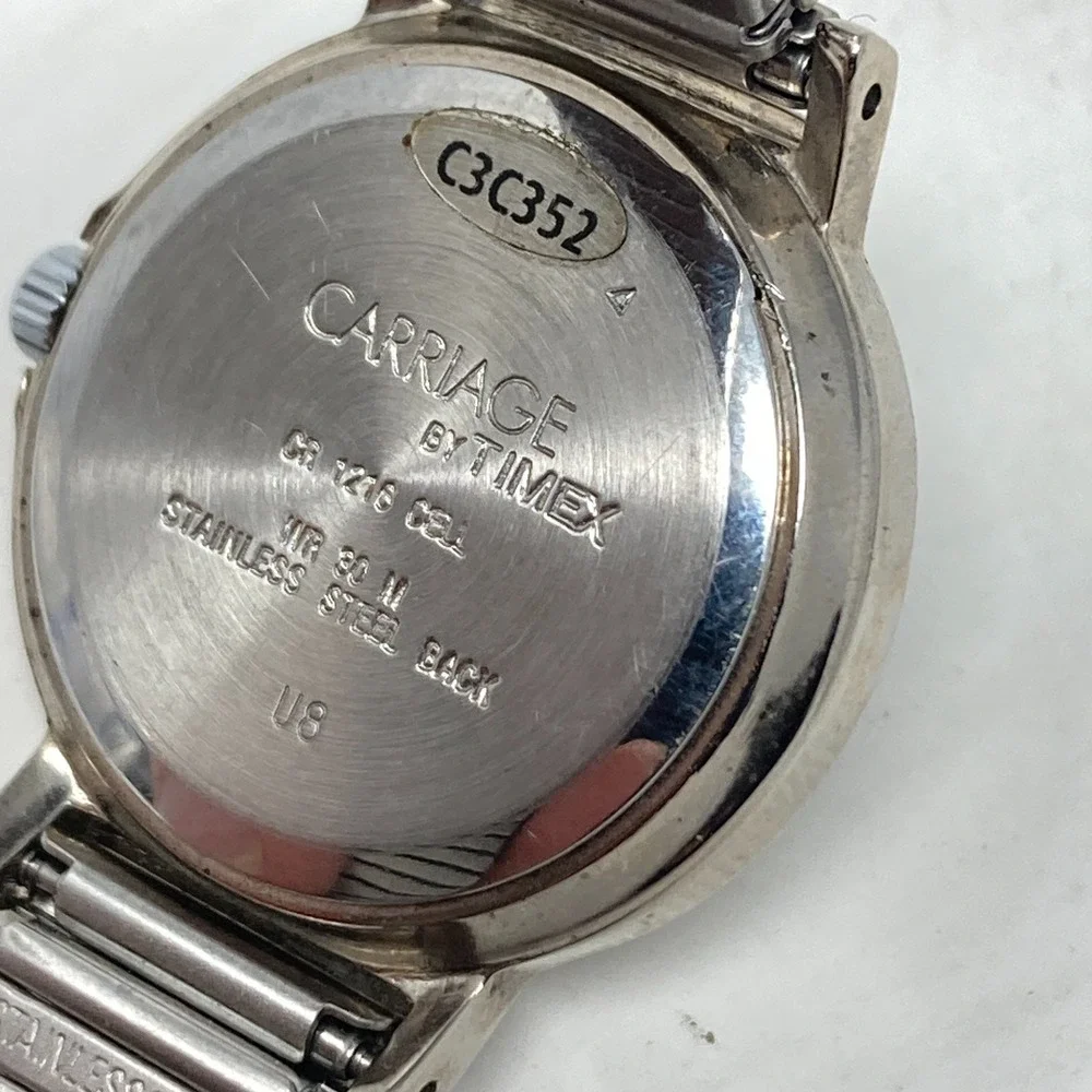 Carriage Timex Watch Women 26mm Silver Tone NO INDIGLO Matte New Batter SMALL 6